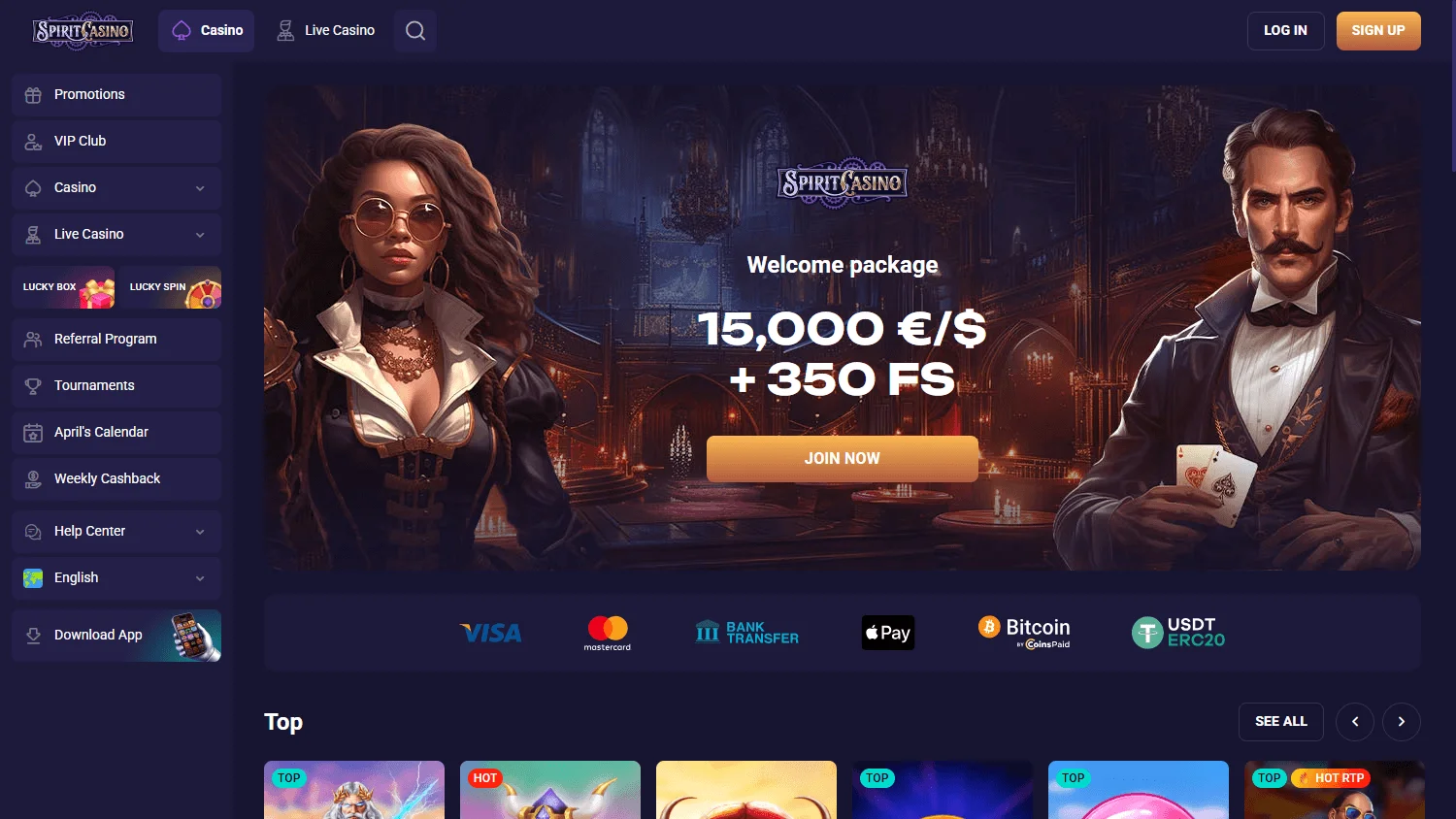 N1 Casino desktop home view with the welcome package