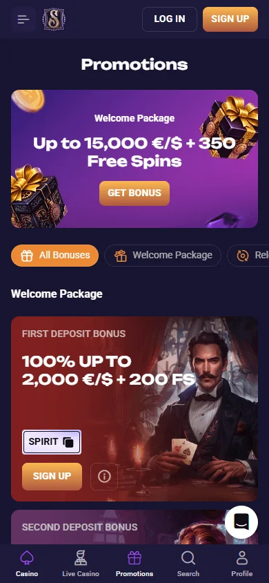 N1 Casino mobile promotions view with reload and free spin offers